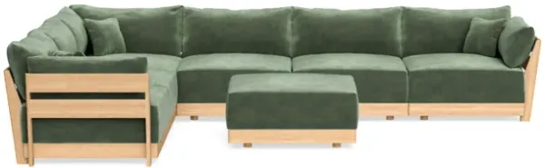Modular Bondi Latte 6-Seater Corner Sectional + Ottoman in Rosemary | Memory Foam Blend