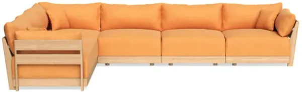 Modular Bondi Latte 6-Seater Corner Sectional in Tangerine | Memory Foam Blend