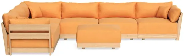 Modular Bondi Latte 6-Seater Corner Sectional + Ottoman in Tangerine | Memory Foam Blend