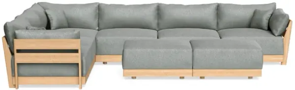 Modular Bondi Latte 6-Seater Corner Sectional + Bench Ottoman in Storm Gray | Memory Foam Blend