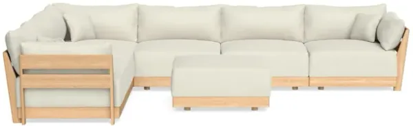 Modular Bondi Latte 6-Seater Corner Sectional + Ottoman in Eggshell | Memory Foam Blend