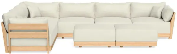 Modular Bondi Latte 6-Seater Corner Sectional + Bench Ottoman in Eggshell | Memory Foam Blend