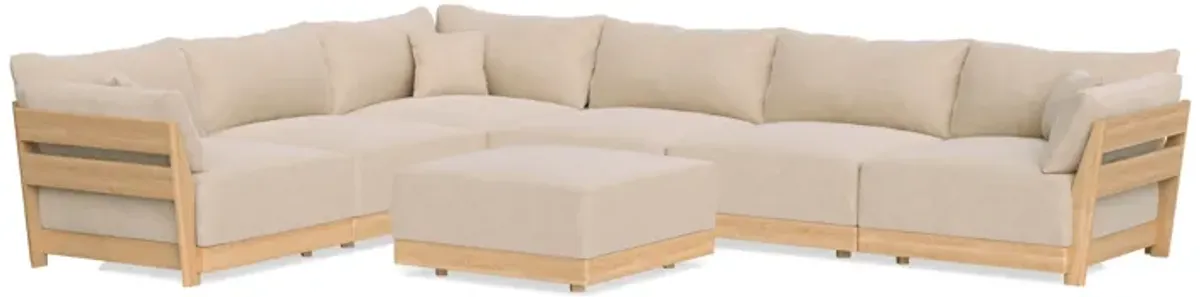 Modular Bondi Latte 6-Seater Corner Sectional + Ottoman in Vanilla | Memory Foam Blend