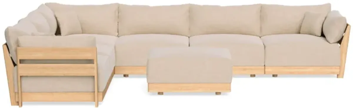 Modular Bondi Latte 6-Seater Corner Sectional + Ottoman in Vanilla | Memory Foam Blend