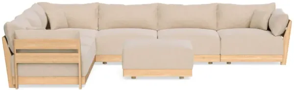Modular Bondi Latte 6-Seater Corner Sectional + Ottoman in Vanilla | Memory Foam Blend