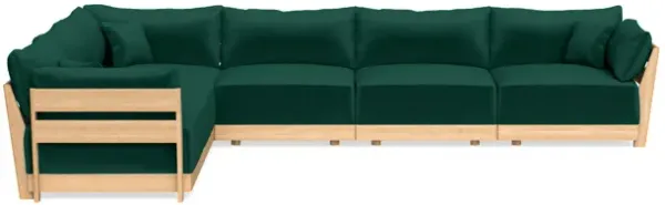 Modular Bondi Latte 6-Seater Corner Sectional in Evergreen | Memory Foam Blend
