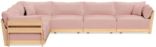 Modular Bondi Latte 6-Seater Corner Sectional in Powder Pink | Memory Foam Blend