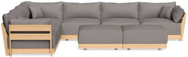 Modular Bondi Latte 6-Seater Corner Sectional + Bench Ottoman in Cement | Memory Foam Blend