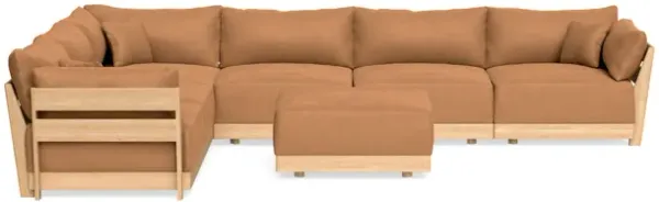 Modular Bondi Latte 6-Seater Corner Sectional + Ottoman in Cheddar | Memory Foam Blend