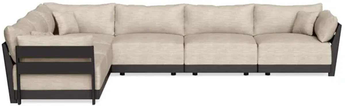 Modular Bondi Black 6-Seater Corner Sectional in Wheat | Classic Blend