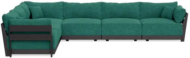 Modular Bondi Black 6-Seater Corner Sectional in Jade Green | Classic Blend