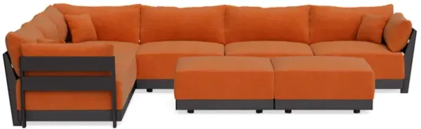 Modular Bondi Black 6-Seater Corner Sectional + Bench Ottoman in Terracotta | Classic Blend