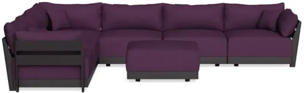 Modular Bondi Black 6-Seater Corner Sectional + Ottoman in Aubergine | Classic Blend