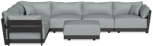Modular Bondi Black 6-Seater Corner Sectional + Ottoman in Light Steel | Classic Blend