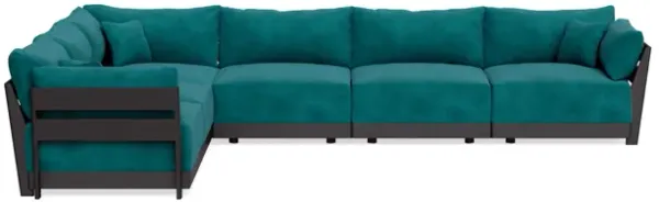 Modular Bondi Black 6-Seater Corner Sectional in Peacock | Classic Blend