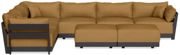 Modular Bondi Black 6-Seater Corner Sectional + Bench Ottoman in Dijon | Classic Blend