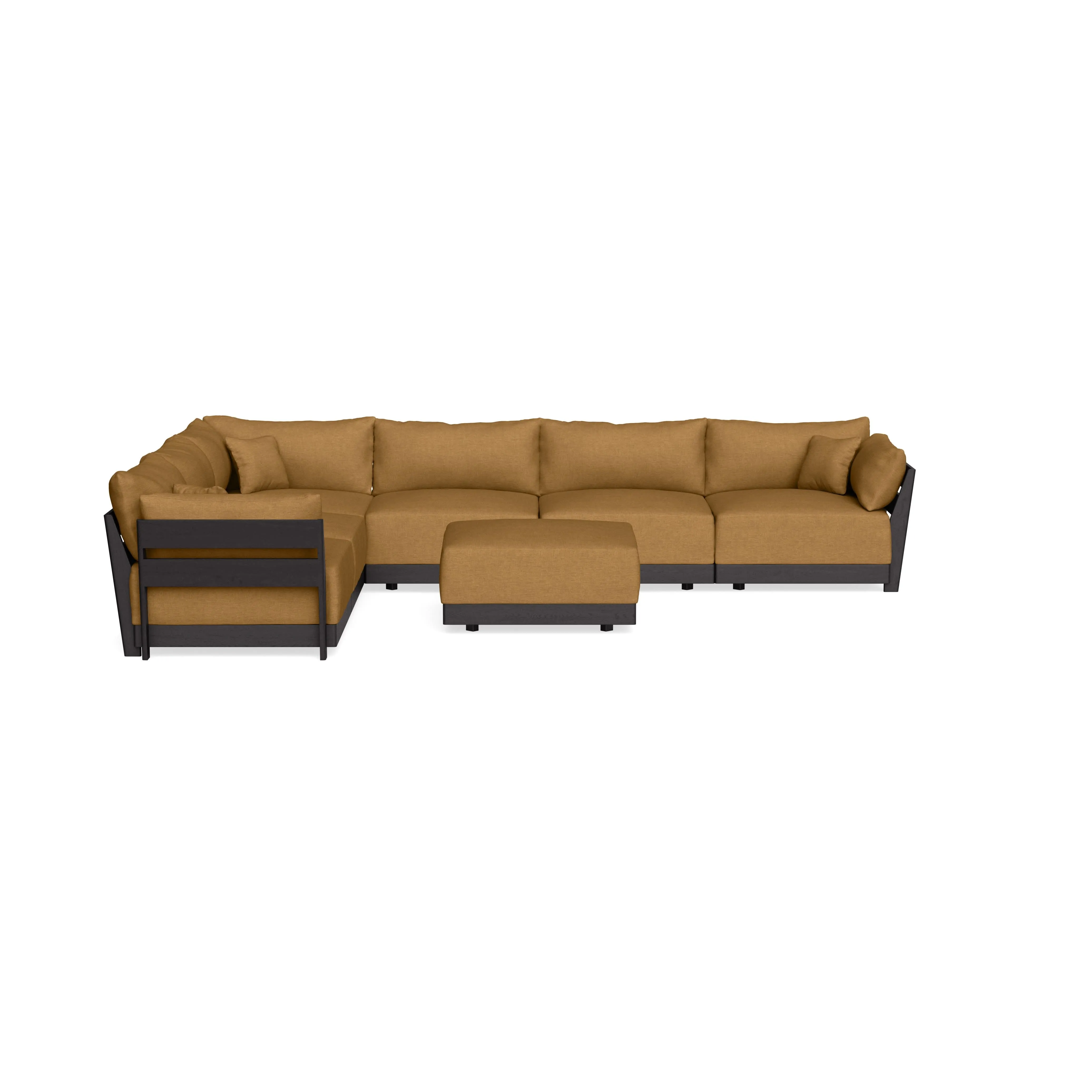 Modular Bondi Black 6-Seater Corner Sectional + Ottoman in Dijon | Classic Blend