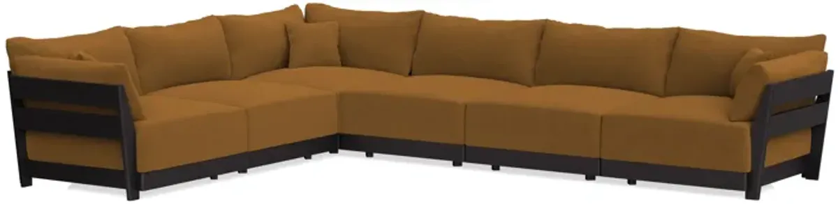 Modular Bondi Black 6-Seater Corner Sectional in Cognac | Classic Blend