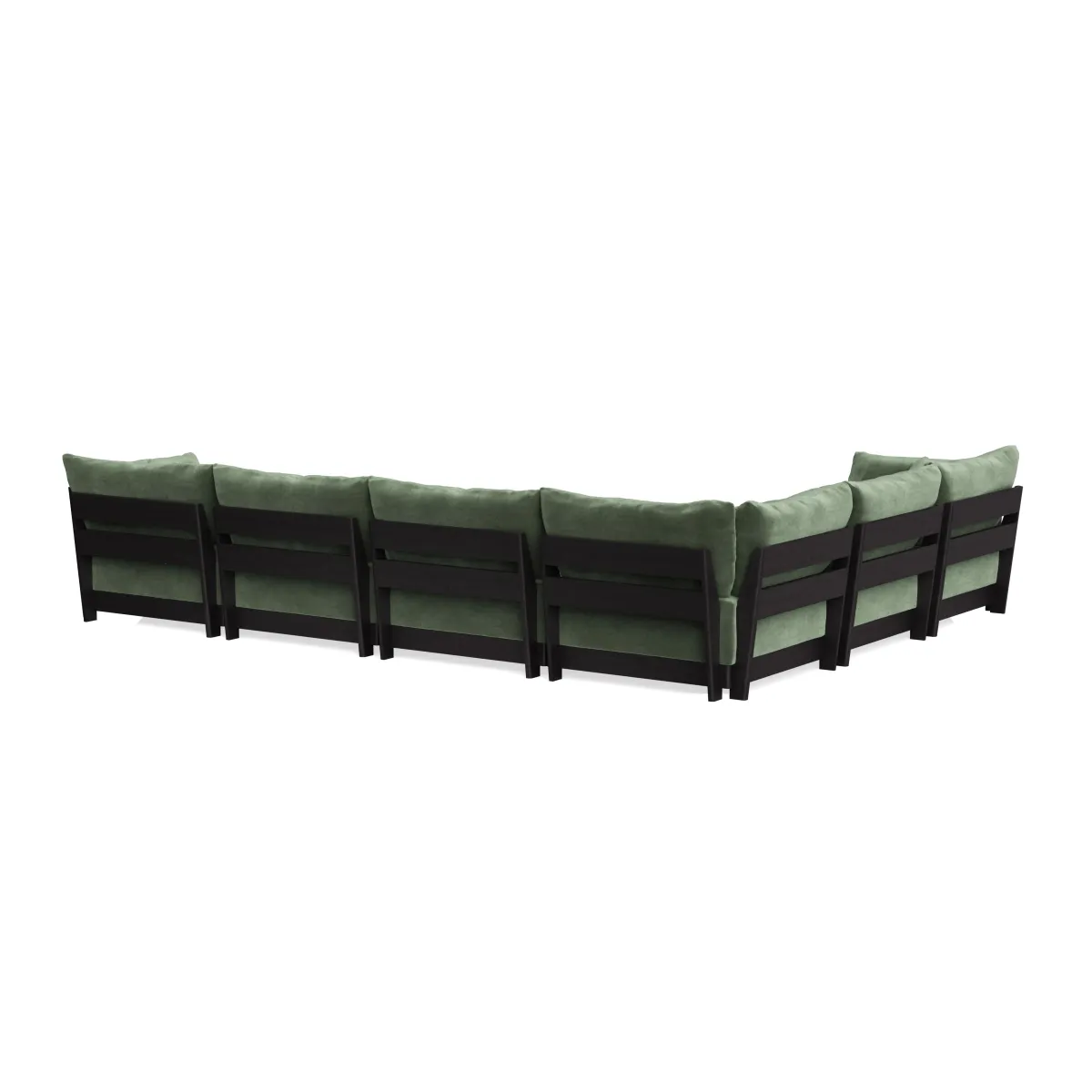 Modular Bondi Black 6-Seater Corner Sectional in Rosemary | Classic Blend