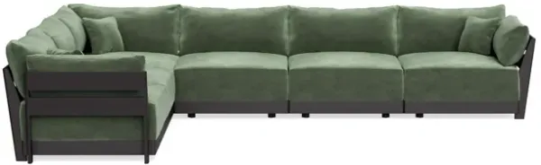 Modular Bondi Black 6-Seater Corner Sectional in Rosemary | Classic Blend