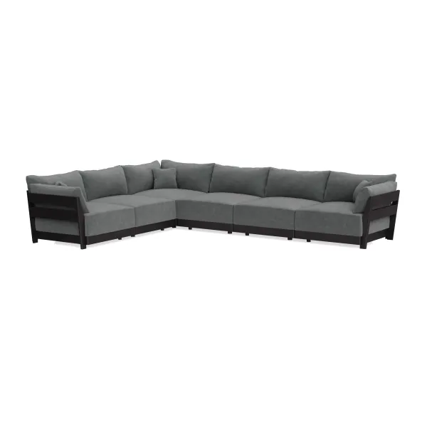Modular Bondi Black 6-Seater Corner Sectional in Chimney Gray | Classic Blend