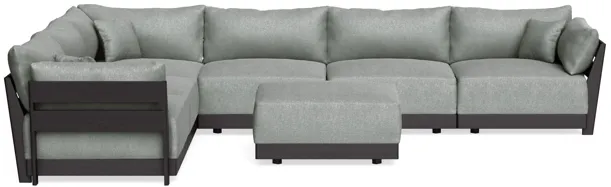Modular Bondi Black 6-Seater Corner Sectional + Ottoman in Storm Gray | Classic Blend