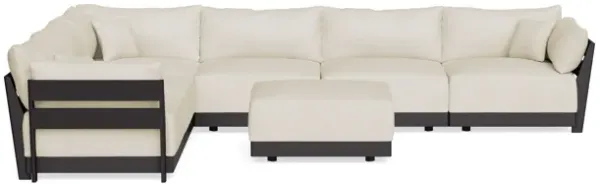 Modular Bondi Black 6-Seater Corner Sectional + Ottoman in Mascarpone | Classic Blend