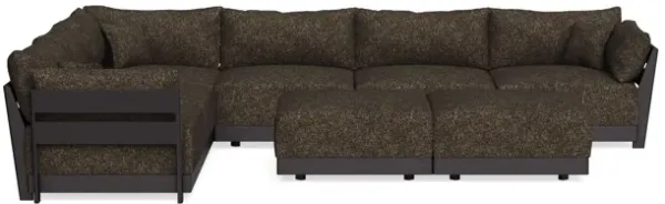 Modular Bondi Black 6-Seater Corner Sectional + Bench Ottoman in Phantom | Classic Blend