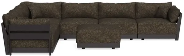 Modular Bondi Black 6-Seater Corner Sectional + Ottoman in Phantom | Classic Blend