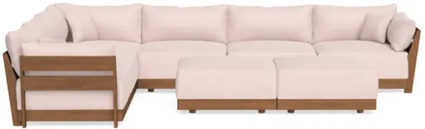 Modular Bondi Espresso 6-Seater Corner Sectional + Bench Ottoman in Peony | Classic Blend