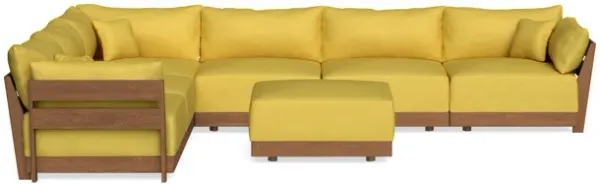 Modular Bondi Espresso 6-Seater Corner Sectional + Ottoman in Daffodil | Classic Blend
