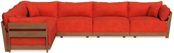 Modular Bondi Espresso 6-Seater Corner Sectional in Poppy Orange | Classic Blend