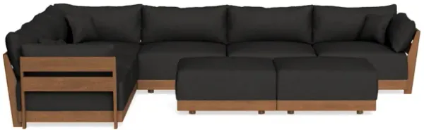 Modular Bondi Espresso 6-Seater Corner Sectional + Bench Ottoman in Peppercorn | Classic Blend