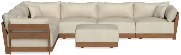 Modular Bondi Espresso 6-Seater Corner Sectional + Ottoman in Almond | Classic Blend