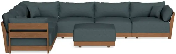 Modular Bondi Espresso 6-Seater Corner Sectional + Ottoman in Ocean Gray | Classic Blend