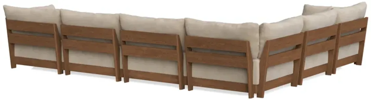Modular Bondi Espresso 6-Seater Corner Sectional + Bench Ottoman in Oyster | Classic Blend