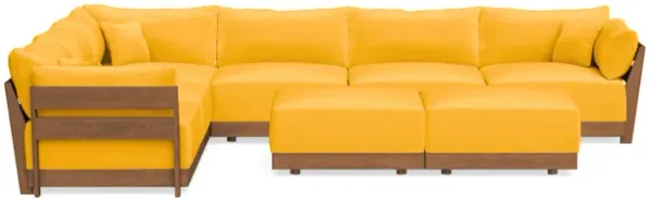 Modular Bondi Espresso 6-Seater Corner Sectional + Bench Ottoman in Marigold | Classic Blend