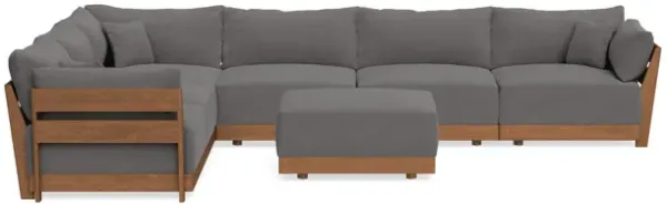 Modular Bondi Espresso 6-Seater Corner Sectional + Ottoman in Burnt Ember | Classic Blend