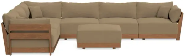 Modular Bondi Espresso 6-Seater Corner Sectional + Ottoman in Macchiato | Classic Blend