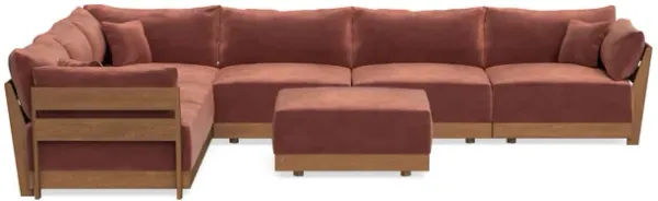 Modular Bondi Espresso 6-Seater Corner Sectional + Ottoman in Spice | Classic Blend