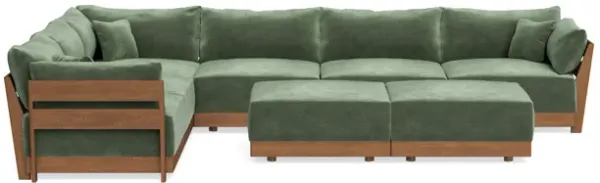 Modular Bondi Espresso 6-Seater Corner Sectional + Bench Ottoman in Rosemary | Classic Blend