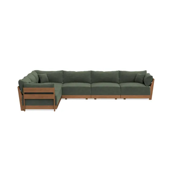 Modular Bondi Espresso 6-Seater Corner Sectional in Moss | Classic Blend