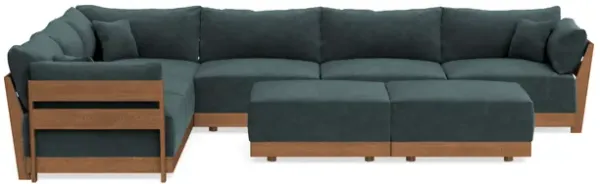Modular Bondi Espresso 6-Seater Corner Sectional + Bench Ottoman in Nightfall | Classic Blend