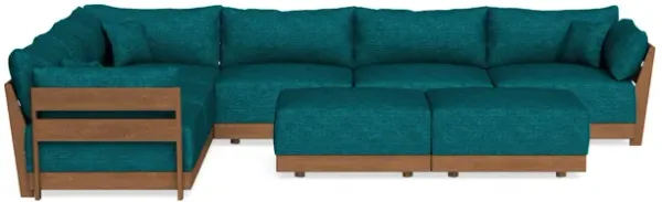 Modular Bondi Espresso 6-Seater Corner Sectional + Bench Ottoman in Marine Teal | Classic Blend