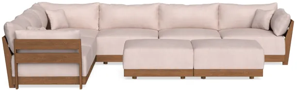 Modular Bondi Espresso 6-Seater Corner Sectional + Bench Ottoman in Blush | Classic Blend