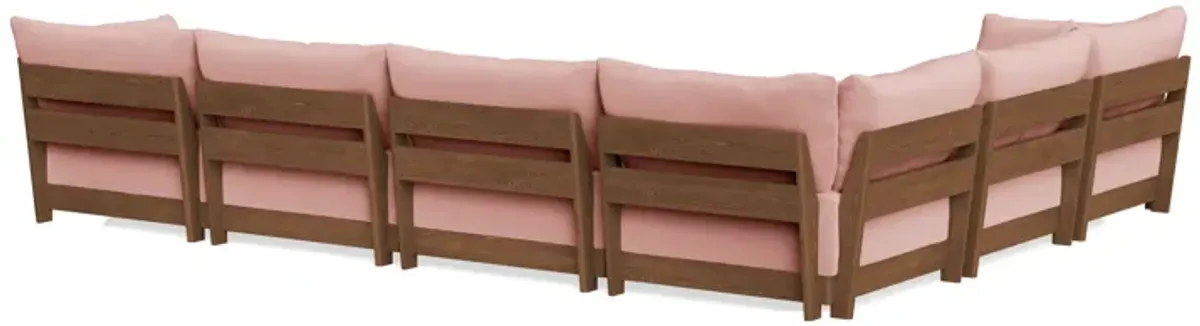 Modular Bondi Espresso 6-Seater Corner Sectional + Ottoman in Powder Pink | Classic Blend