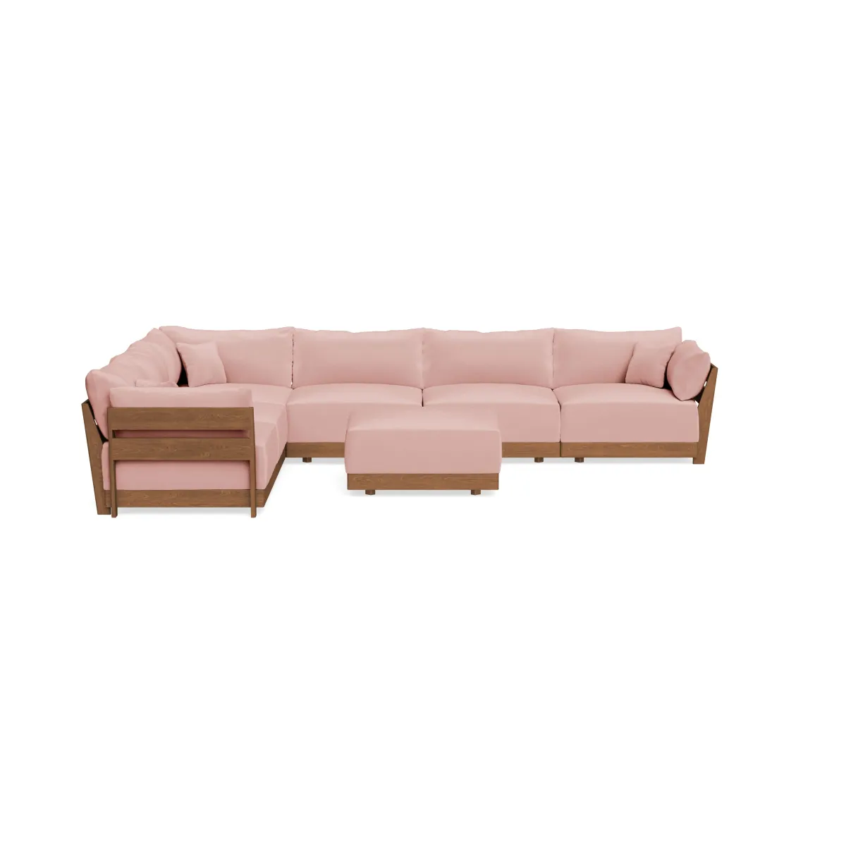 Modular Bondi Espresso 6-Seater Corner Sectional + Ottoman in Powder Pink | Classic Blend