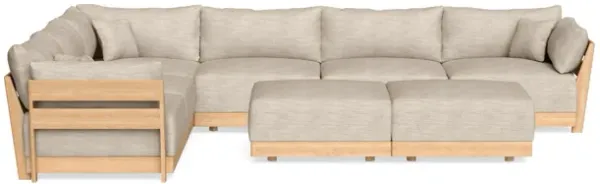 Modular Bondi Latte 6-Seater Corner Sectional + Bench Ottoman in Wheat | Classic Blend