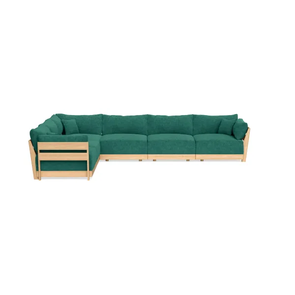Modular Bondi Latte 6-Seater Corner Sectional in Jade Green | Classic Blend