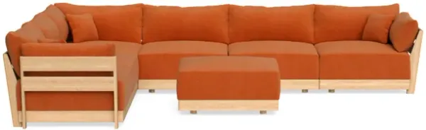 Modular Bondi Latte 6-Seater Corner Sectional + Ottoman in Terracotta | Classic Blend